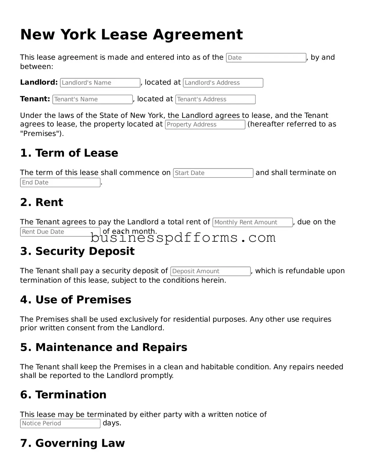 Free New York Lease Agreement Template