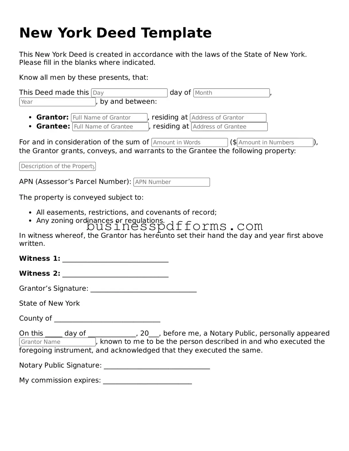 Free New York Deed Template