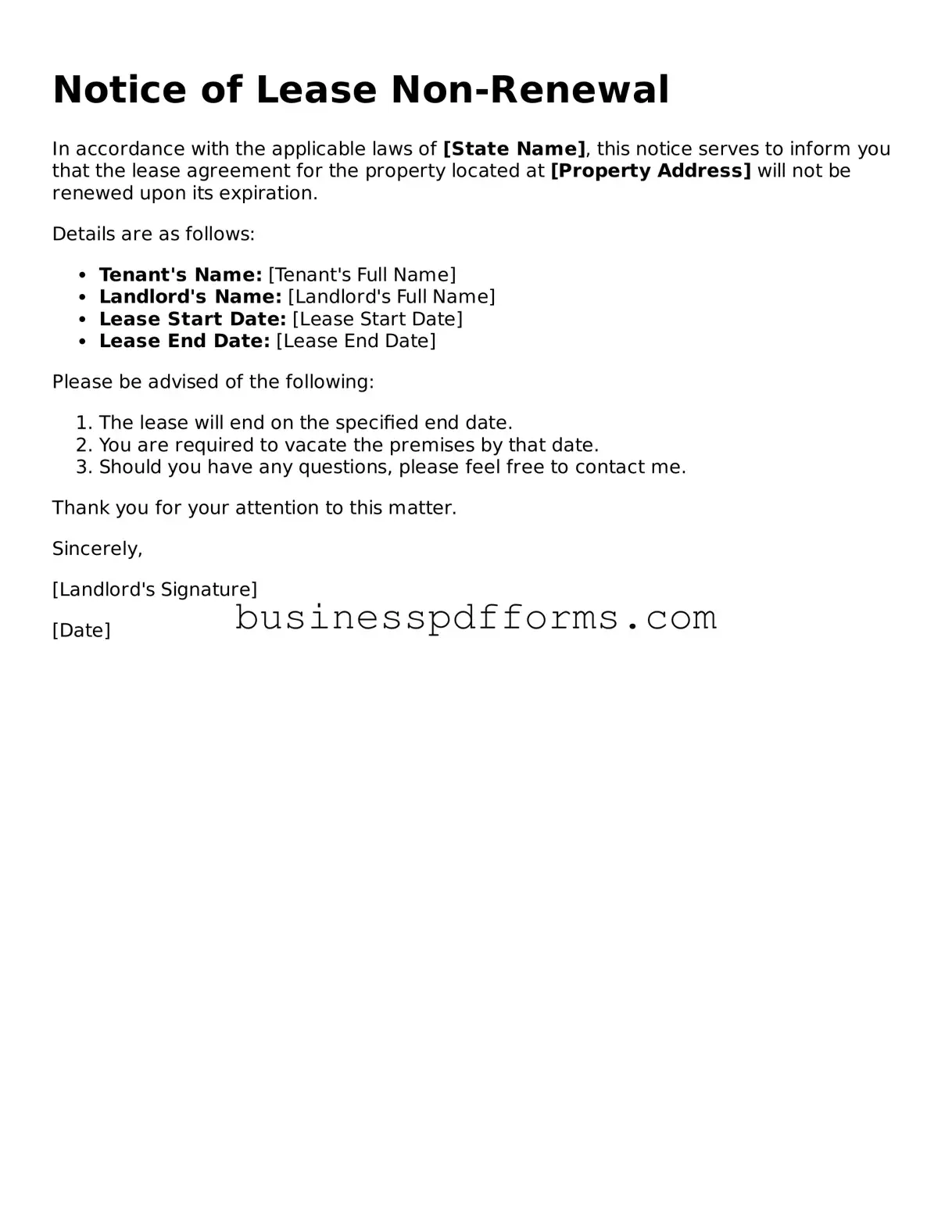 Attorney-Verified Notice of Lease Non-Renewal Template