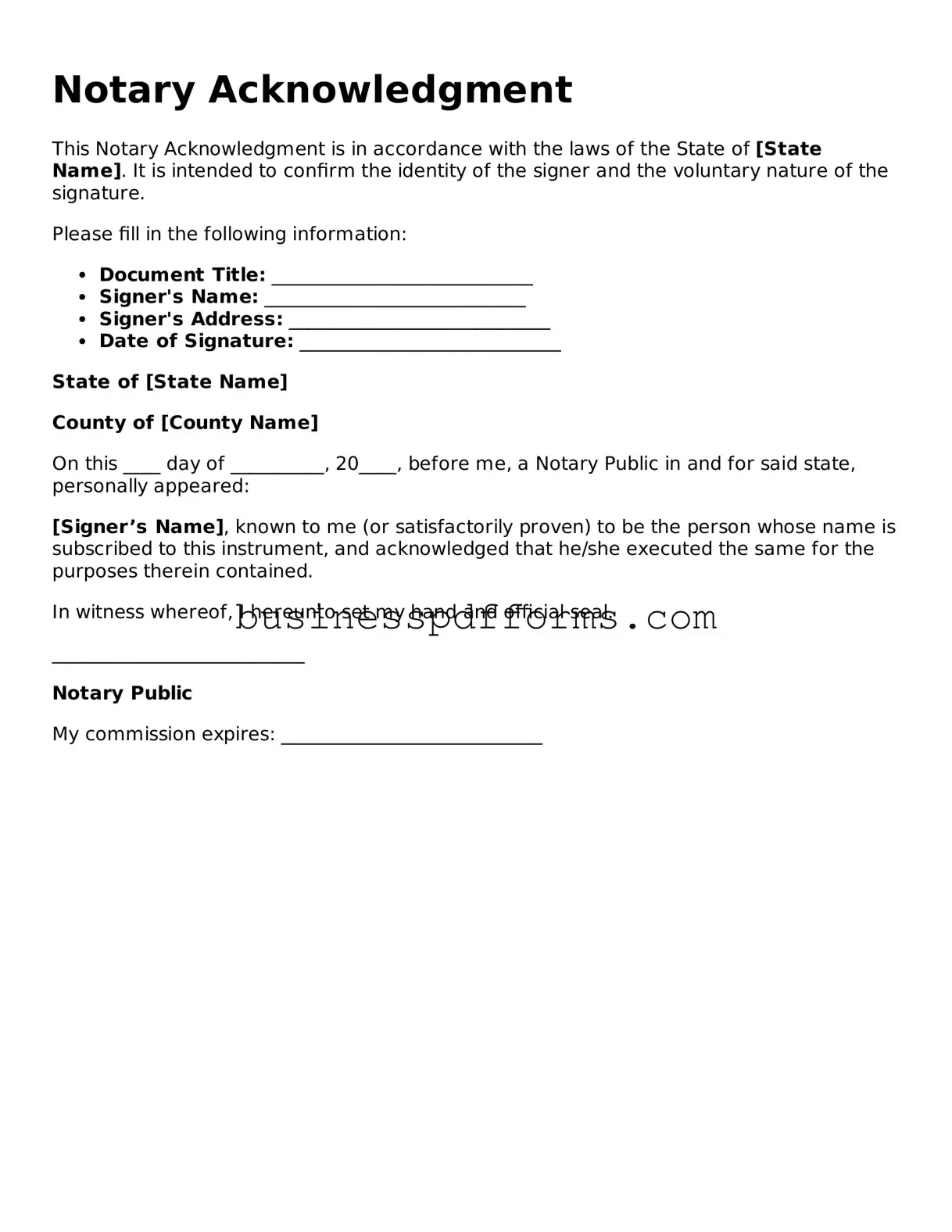Attorney-Verified Notary Acknowledgement Template