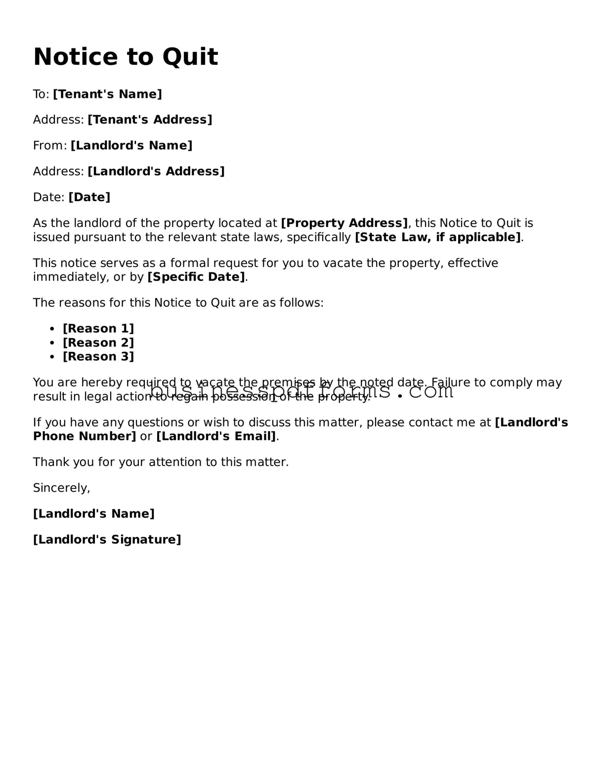 Attorney-Verified Notice to Quit Template