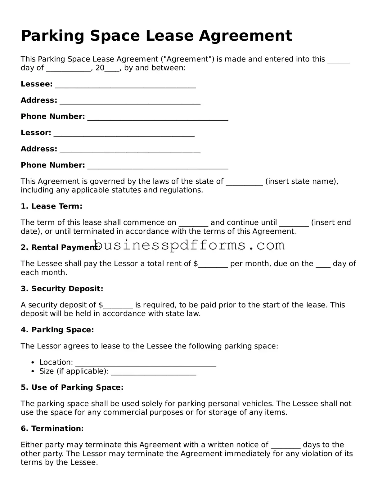 Attorney-Verified Parking Space Lease Agreement Template