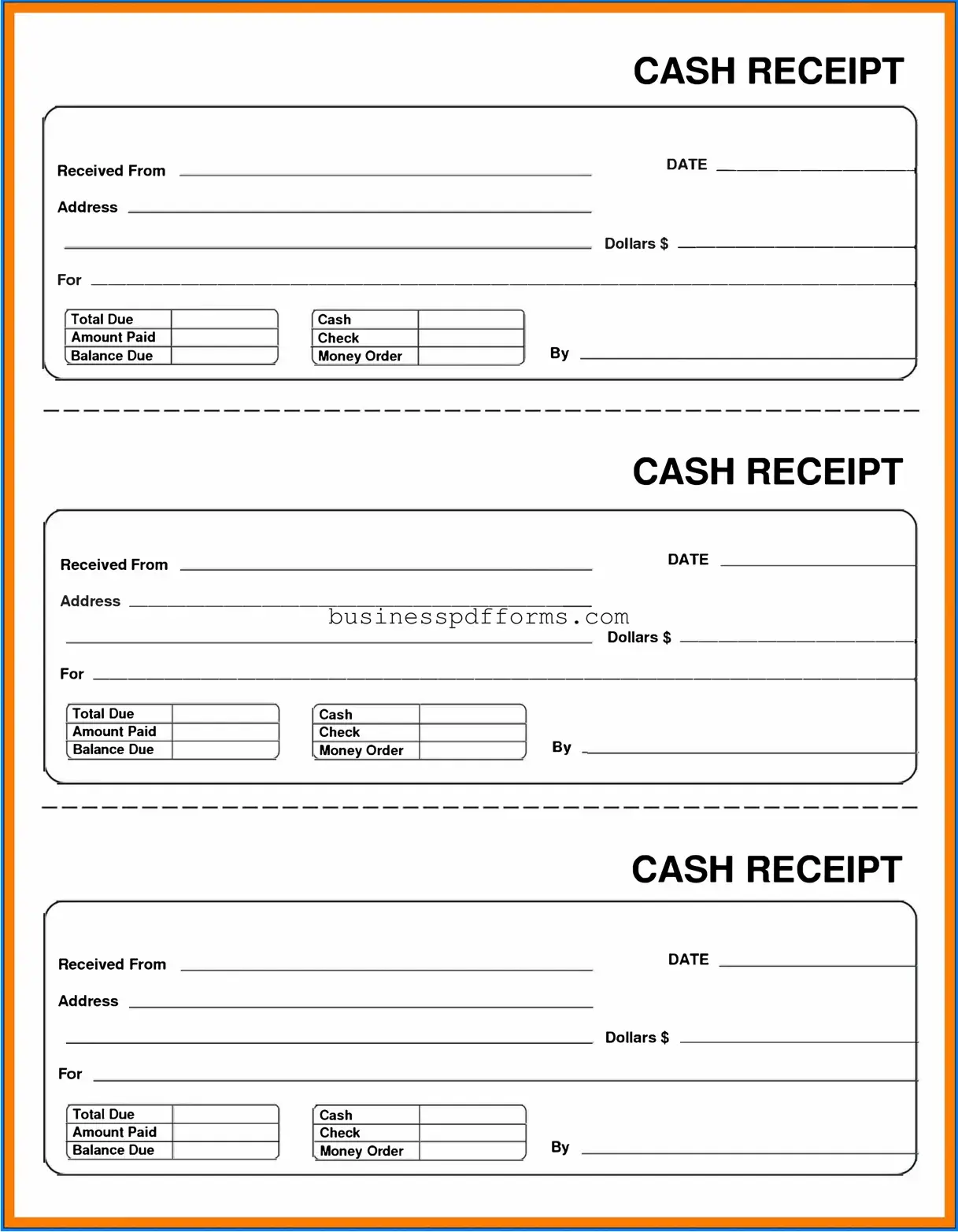 Fill in Your Cash Receipt Template