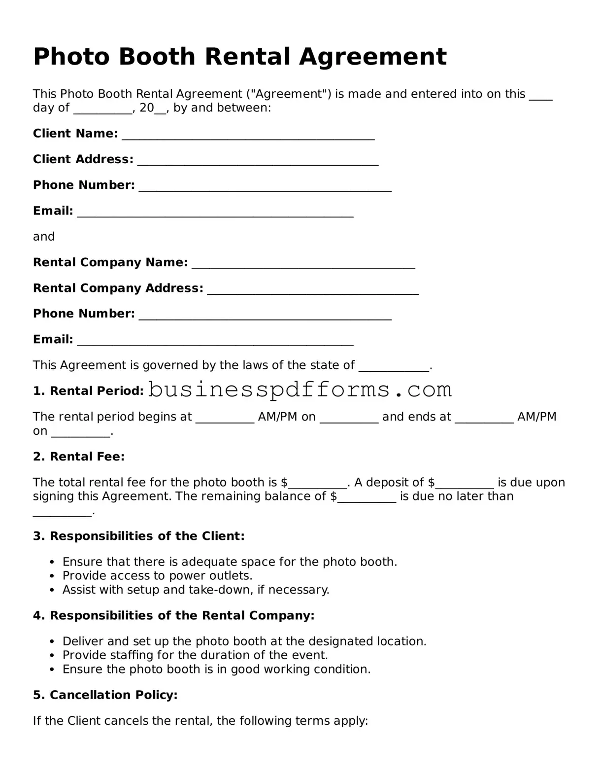 Attorney-Verified Photo Booth Rental Agreement Template