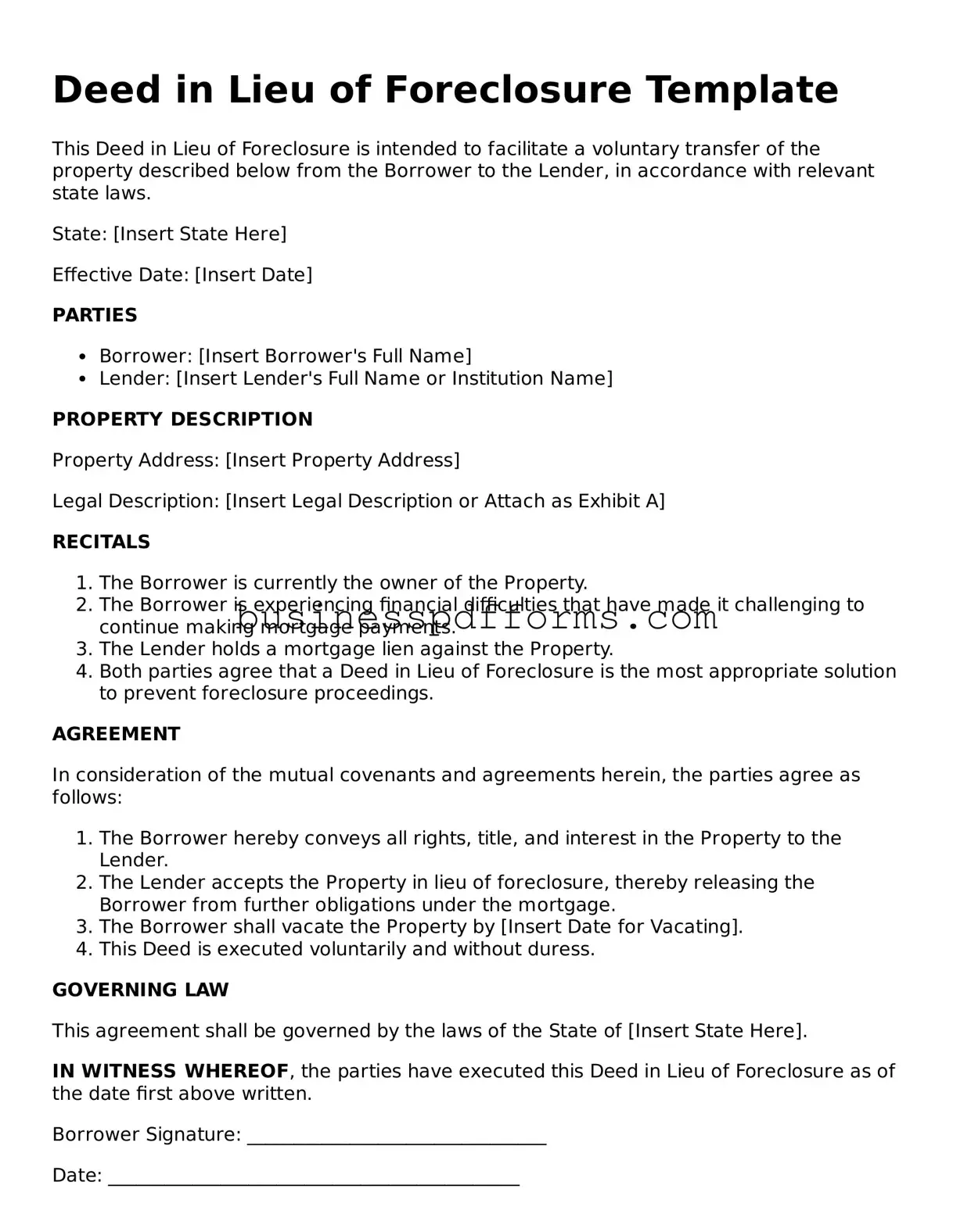 Attorney-Verified Deed in Lieu of Foreclosure Template