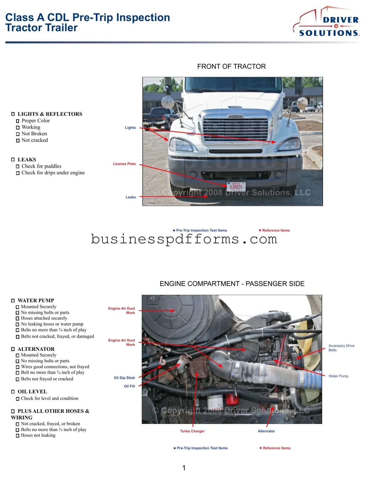 Fill in Your Pre Trip Inspection Checklist Template