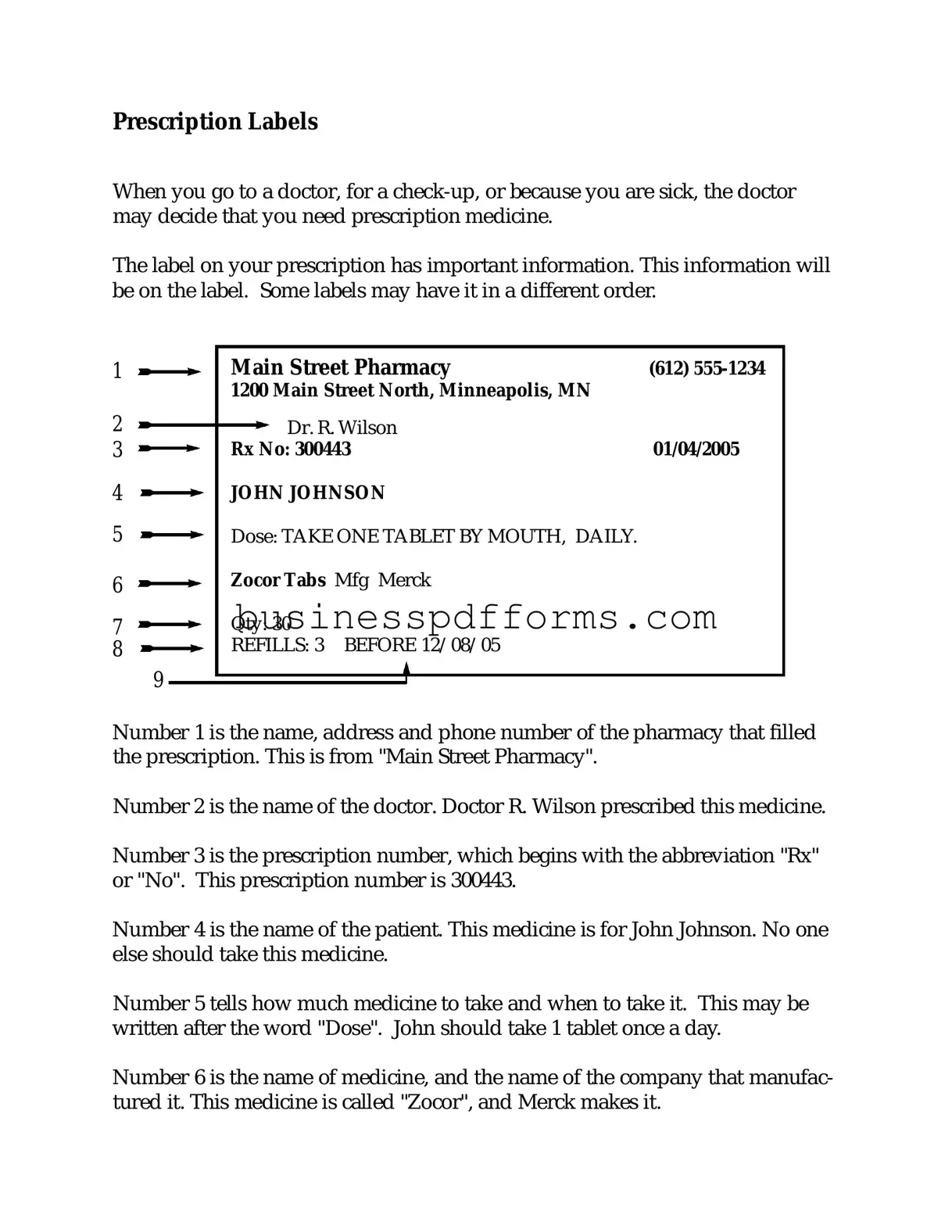 Fill in Your Prescription Label Template