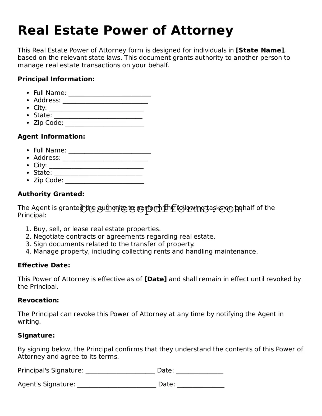 Attorney-Verified Real Estate Power of Attorney Template