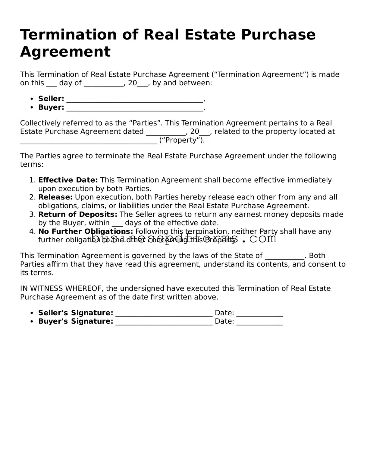 Attorney-Verified Termination of Real Estate Purchase Agreement Template