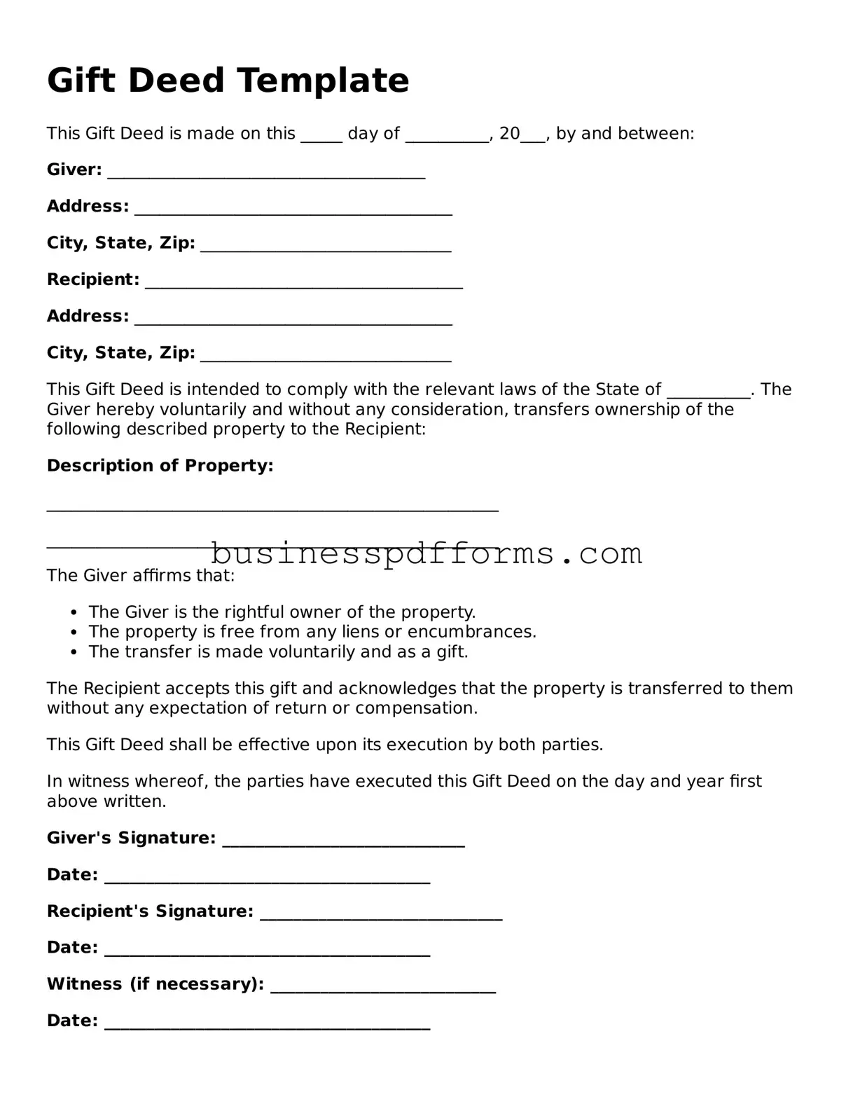 Attorney-Verified Gift Deed Template