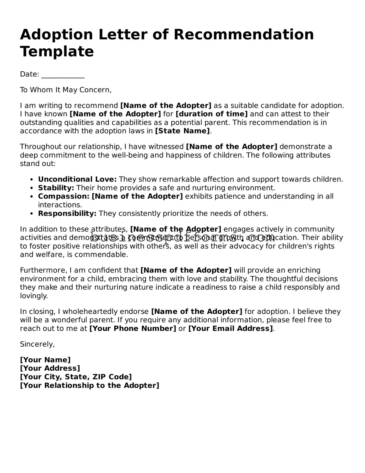 Attorney-Verified Adoption Letter of Recommendation Template