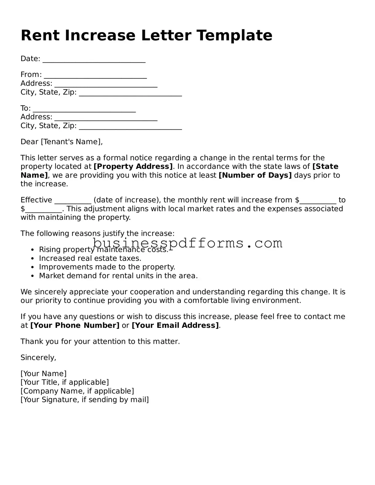 Attorney-Verified Rent Increase Letter Template