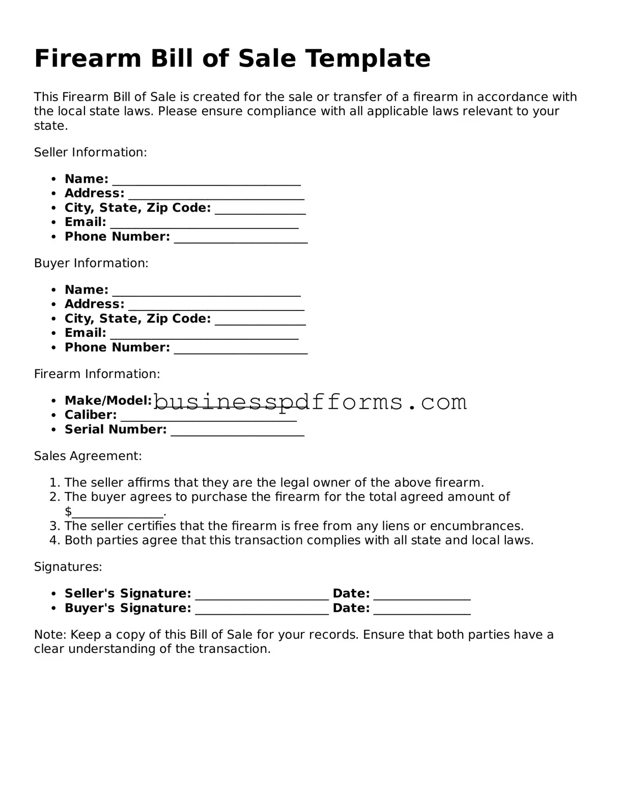 Attorney-Verified Firearm Bill of Sale Template