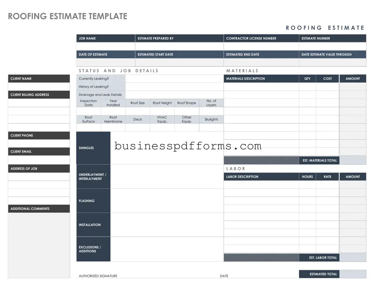 Fill in Your Roofing Estimate Template