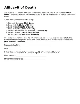 Attorney-Verified Affidavit of Death Template