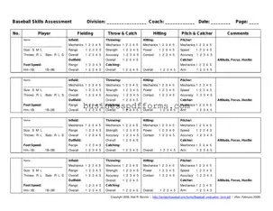 Fill in Your Baseball Assessment Template