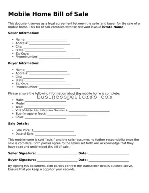 Attorney-Verified Mobile Home Bill of Sale Template