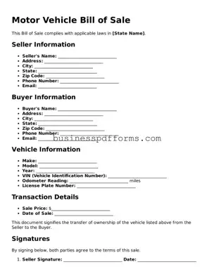 Attorney-Verified Motor Vehicle Bill of Sale Template