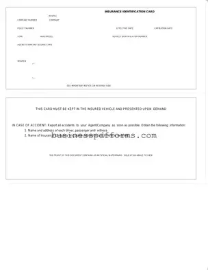 Fill in Your Auto Insurance Card Template