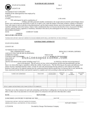 Fill in Your Chicago Title Waiver Format Template