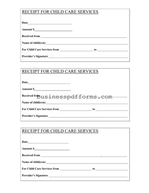 Fill in Your Childcare Receipt Template