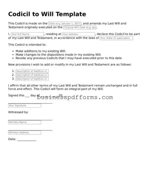 Attorney-Verified Codicil to Will Template