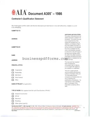 Fill in Your AIA A305 Template