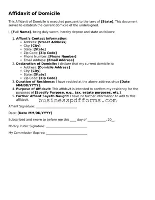 Attorney-Verified Affidavit of Domicile Template