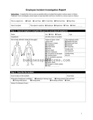 Fill in Your Employee Accident Report Template