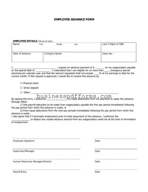 Fill in Your Employee Advance Template