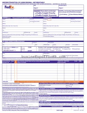 Fill in Your Fedex Bill Of Lading Template