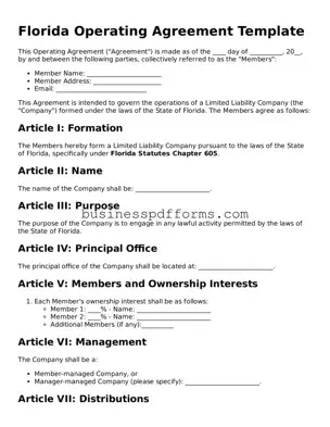 Free Florida Operating Agreement Template