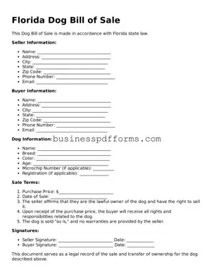 Free Florida Dog Bill of Sale Template