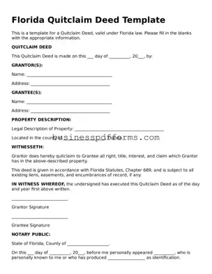 Free Florida Quitclaim Deed Template
