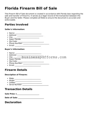 Free Florida Firearm Bill of Sale Template