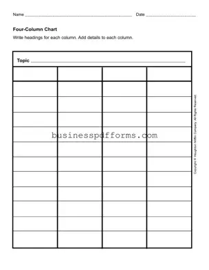 Fill in Your Four Column Chart Template