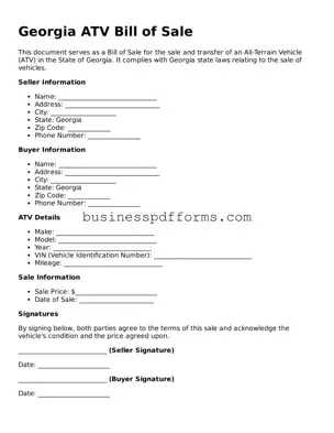 Free Georgia ATV Bill of Sale Template