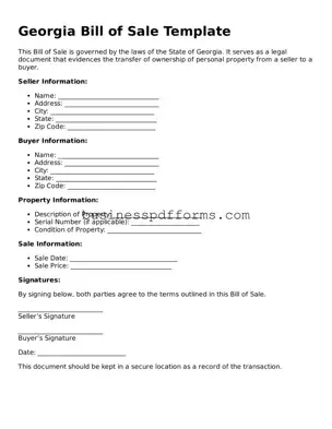 Free Georgia Bill of Sale Template