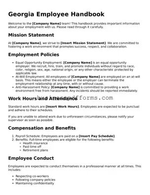 Free Georgia Employee Handbook Template