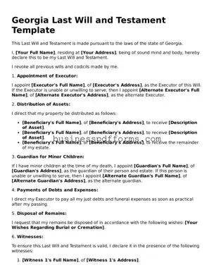 Free Georgia Last Will and Testament Template