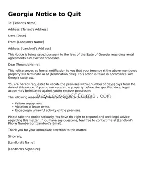 Free Georgia Notice to Quit Template