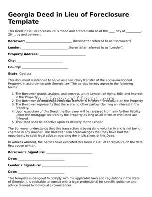 Free Georgia Deed in Lieu of Foreclosure Template