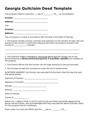 Free Georgia Quitclaim Deed Template