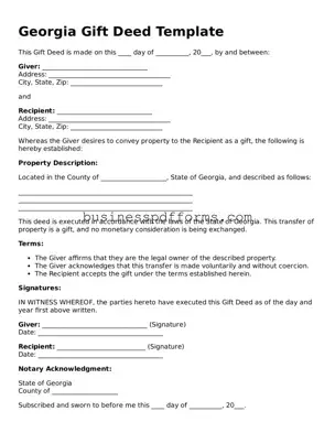 Free Georgia Gift Deed Template