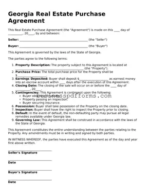 Free Georgia Real Estate Purchase Agreement Template