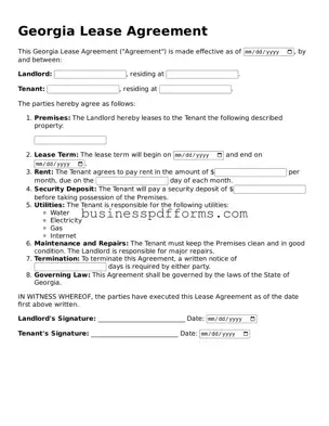 Free Georgia Lease Agreement Template
