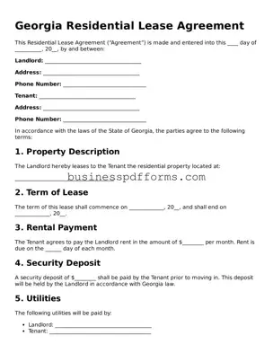 Free Georgia Residential Lease Agreement Template