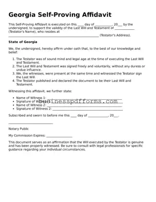 Free Georgia Self-Proving Affidavit Template