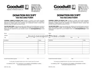 Fill in Your Goodwill donation receipt Template