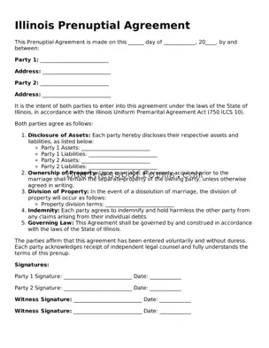 Free Illinois Prenuptial Agreement Template